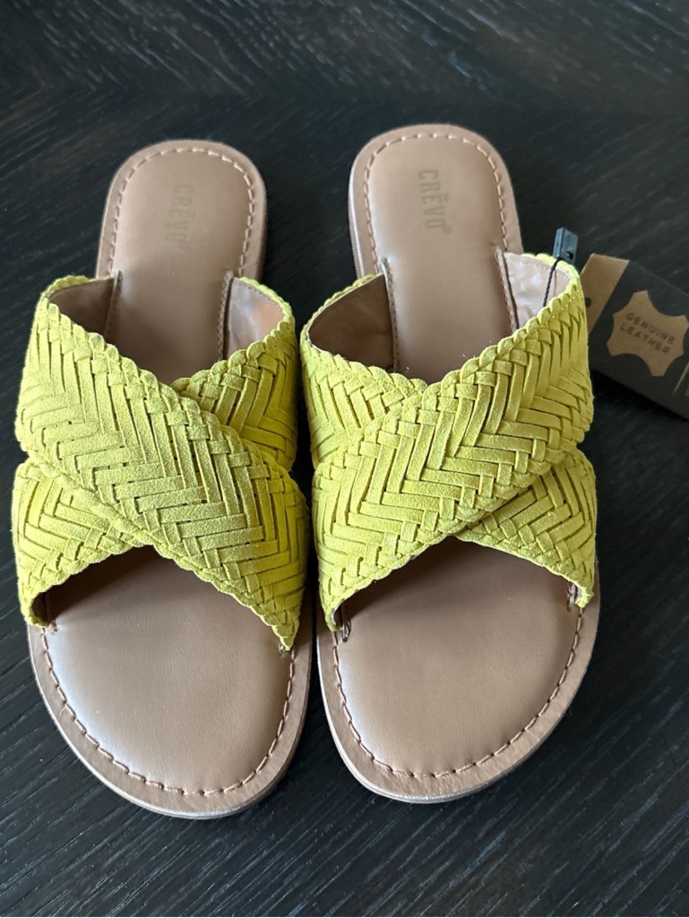 CREVO Anise Women's Yellow Suede Slide‎ Sandals NWT 7 Made In India